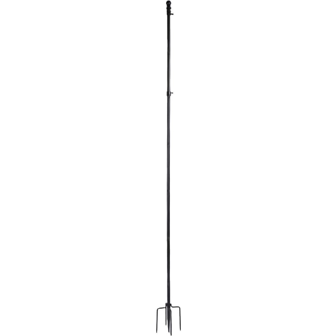 Mât de drapeau au sol 10 pieds Acier inoxydable épaissi Mât de drapeau d'extérieur avec base à 5 broches pour jardin cour white