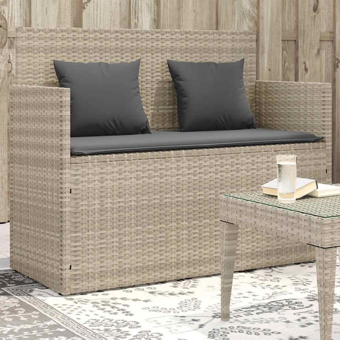 Vidaxl Tuinbank Met Kussens, Lichtgrijs, Polyrattan