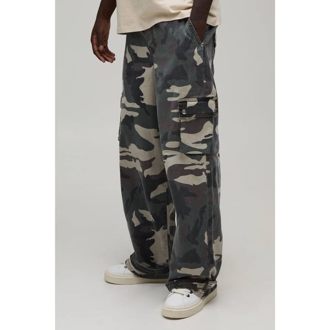 Baggy Fit Camouflageprintbroek Van Twill | Green | Size Large
