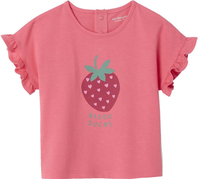 Vertbaudet Babyshirt met ruches aan de mouwen en fruitmotief