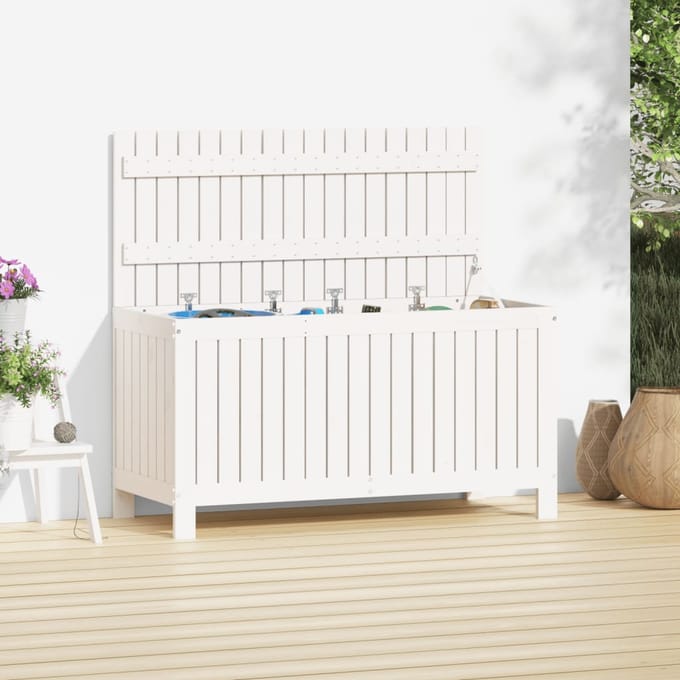 vidaXL - Tuinbox - 115x49x60 - cm - massief - grenenhout - wit