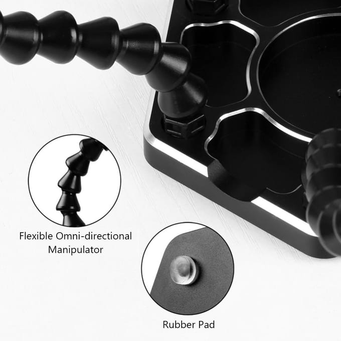 Helpende handen solderen Derdehand PCB-tool met 6 flexibele armen, licht draaibare clips en stabiel zwart