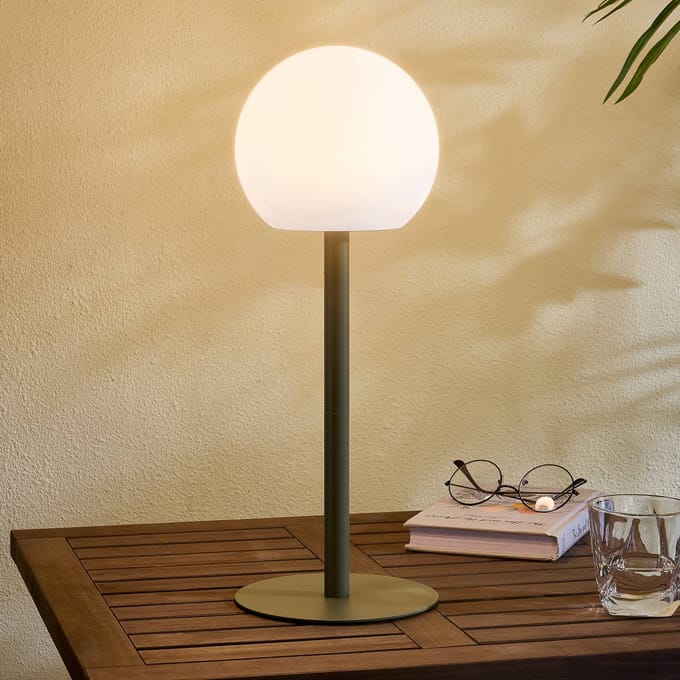 Lindby - Sfeerverlichting buiten- met dimmer - 1licht - Plastic, metaal - H: 44 cm - wit, groen - Inclusief lichtbron