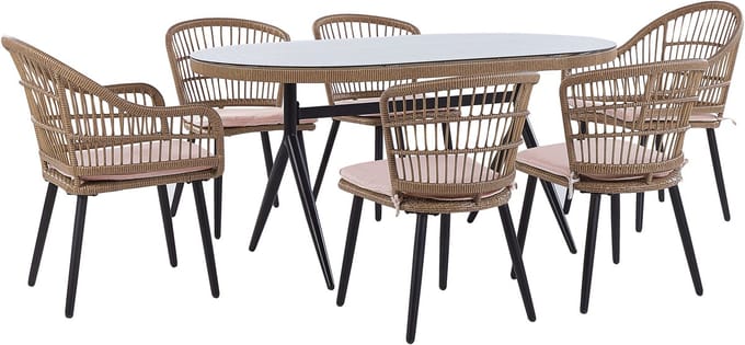 ALIANO - Tuinset 6 personen - Natuurlijk - PE rotan