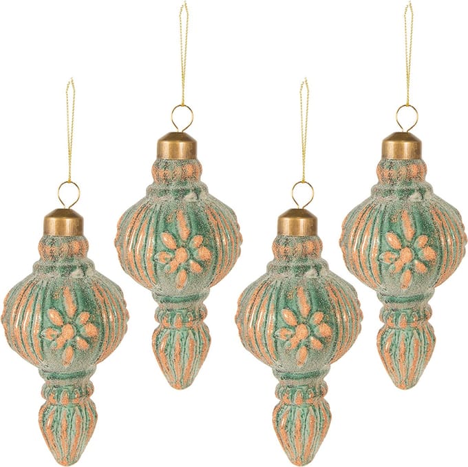Clayre & Eef Kerstbal Set van 4 Overig Ø 6 cm Koperkleurig Glas Kerstballen