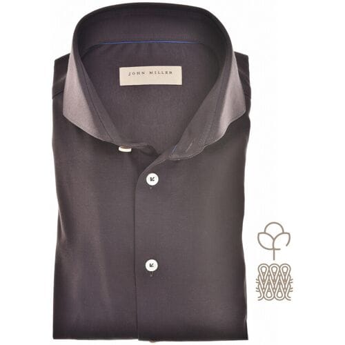 John Miller Overhemd Plain Color Cotton Tricot Donker Bruin / male