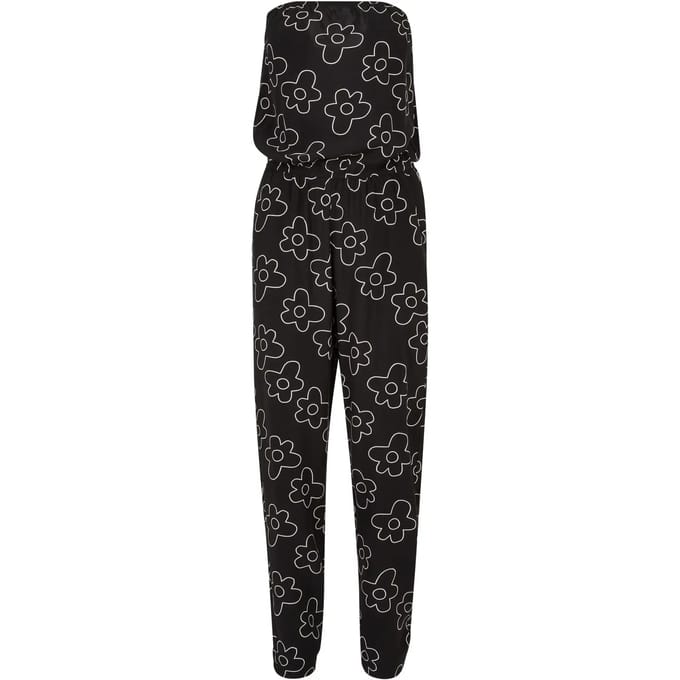 Urban Classics - Viscose Bandeau Jumpsuit - S - Zwart/Wit