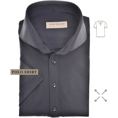 John Miller Slim-Fit Hyperstretch Short Sleeve Button-Polo Donker Blauw / male