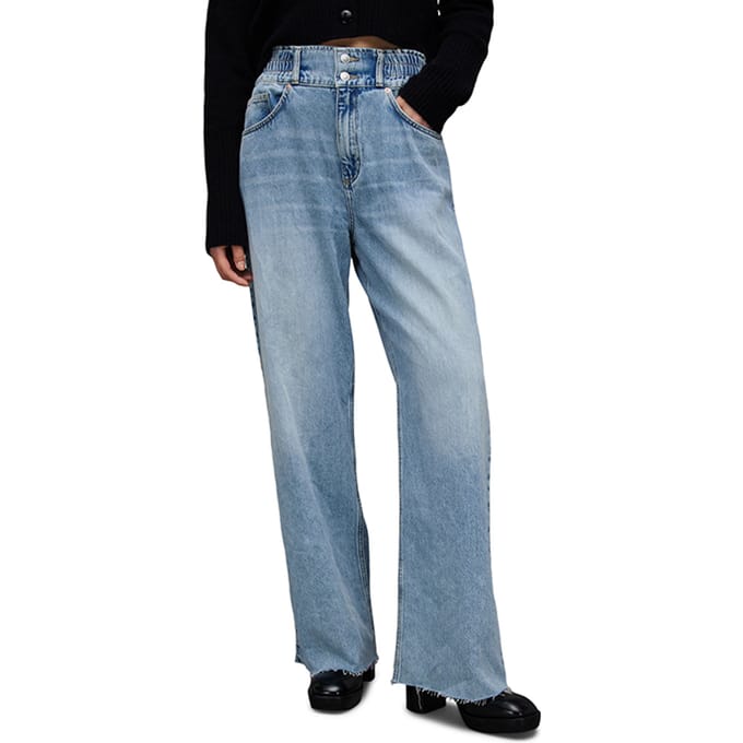 AllSaints Hailey Wide Leg Jean Light Indigo Maat: W30 | Flared Jeans Outlet | Dames | Blauw