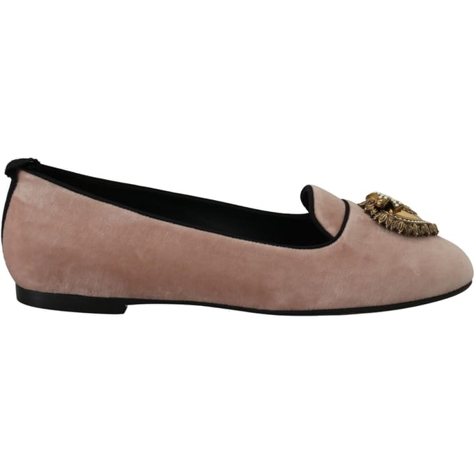 Dolce & Gabbana Roze Velvet Instappers Loafers Flats Schoenen