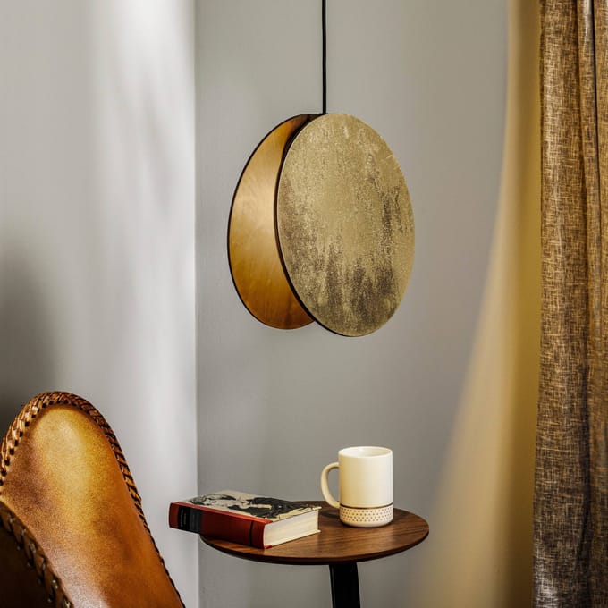 Nowodvorski Lighting Hanglamp Wheel van fineerhout, goud