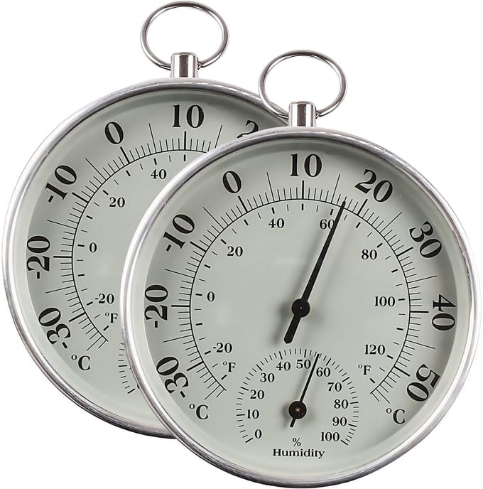 Dailygoods - 2 Stuks Thermometer-Hygrometer voor Binnen en Buiten