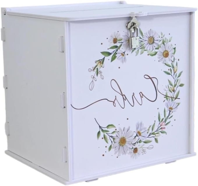 Bruiloft Card Box - Geld Box - Kaarten Verzamelen - Met Slot - 10x10x10 mm - Wit
