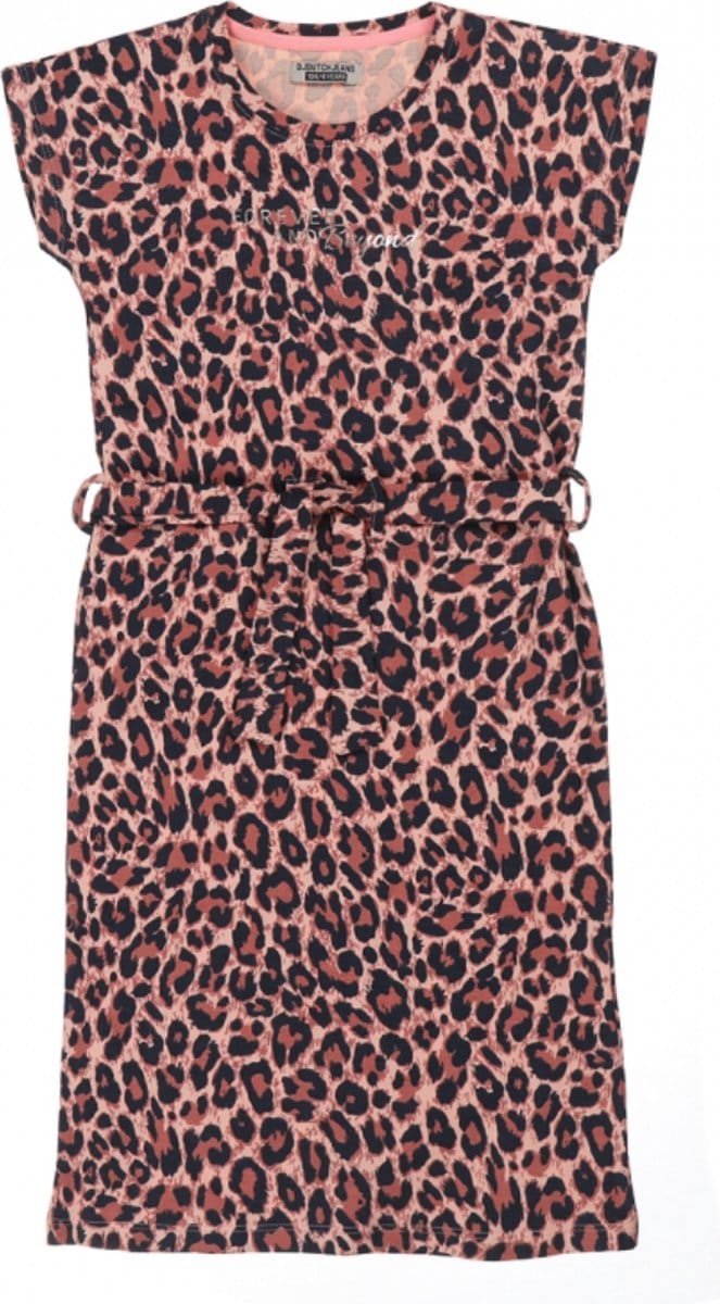 DJ Dutchjeans - Lange - Jurk - Pink - Panterprint - Maat 98
