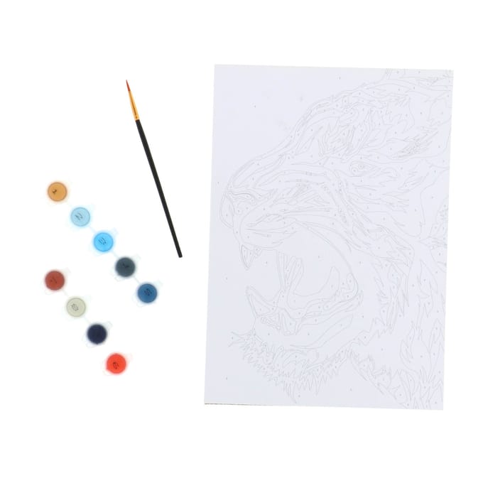 Nassau Paint by Number Tiger - incl. 9 Paint Pots and Brush
