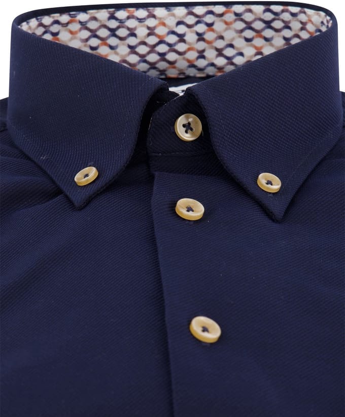 Ledub overhemd korte mouw donkerblauw
