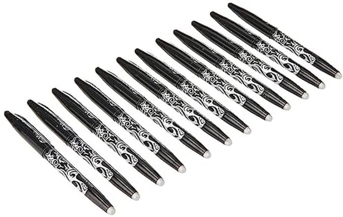 Solidchoice - Rollerball Pen met Gum, Set van 12, Zwart