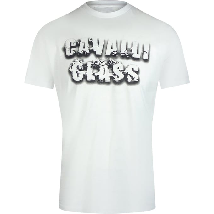 Cavalli Class Smoke Bold Logo Off White T-shirt
