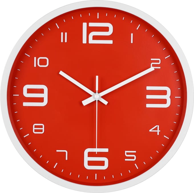IvoQ Moderne 3D Wandklok - 30 cm - Rood - Muurklok