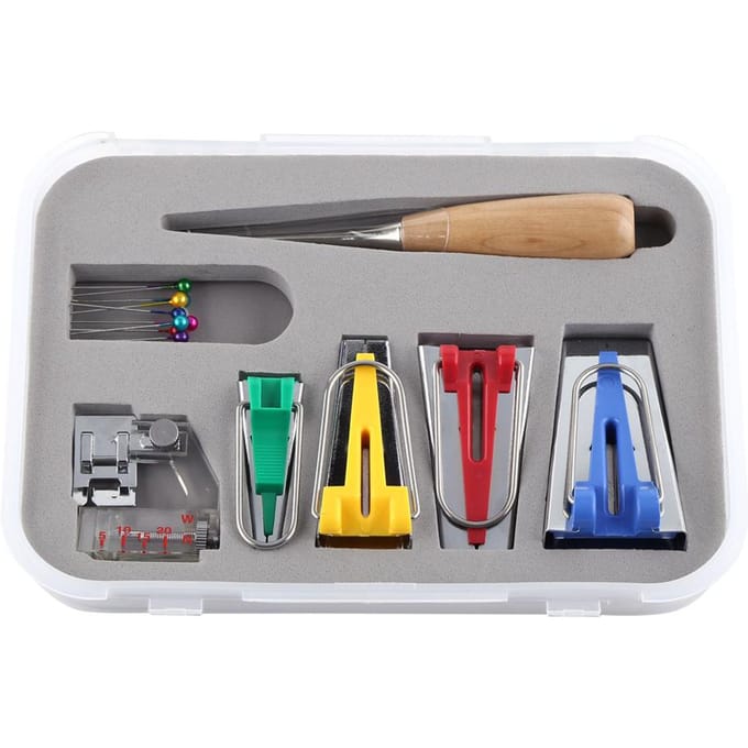 Biais de Tissu Coudre Multifonction Couture Biais Maker Set Outil de Bricolage Patchwork Artisanat gray