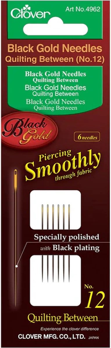 Clover 4962 black gold Between sewing needles - 6 stuks - maat 12