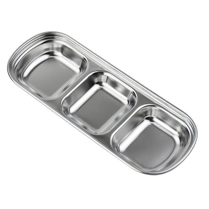 RVS 3-vaks dipschaal Kruidensaus Kruidenschaal BBQ Restaurant Bestek gray
