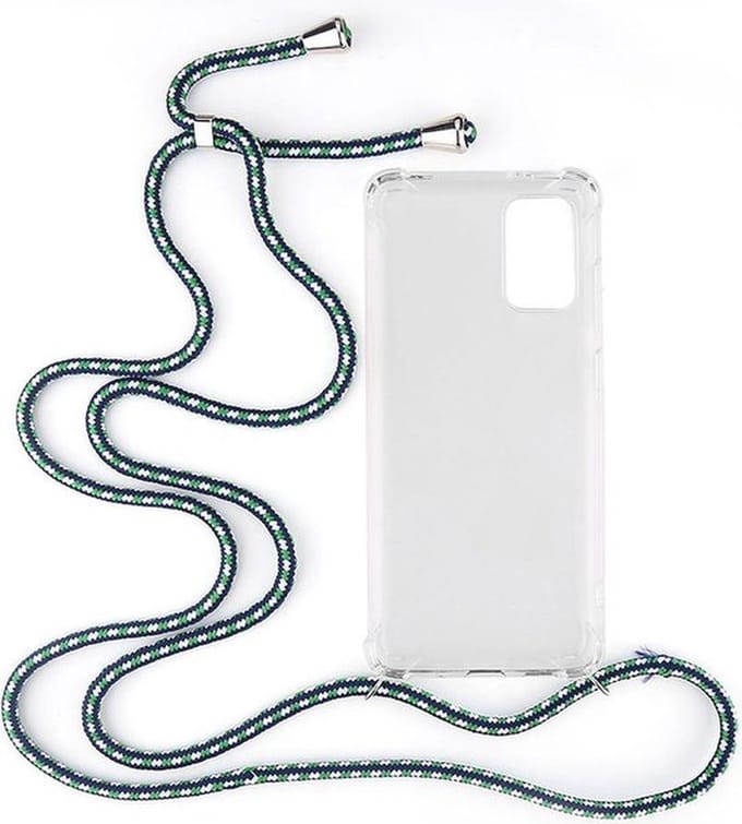 Shop4 - Geschikt voor Samsung Galaxy S20 Plus Hoesje - Zachte Back Case met Koord Multi Groen