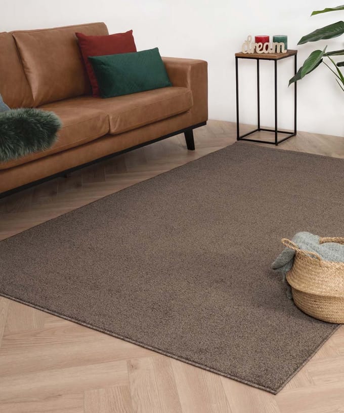 Laagpolig vloerkleed vierkant - Fine mokka 100x100