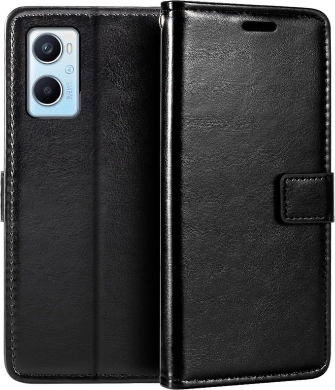 Portemonnee Book Case Hoesje Geschikt voor: Oppo A96 - zwart