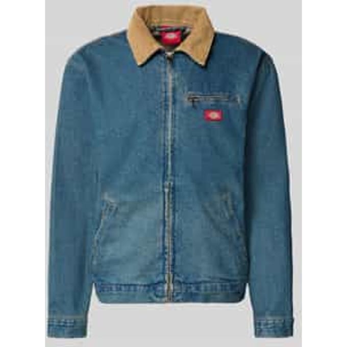 jeansjack met labeldetail en ritssluiting