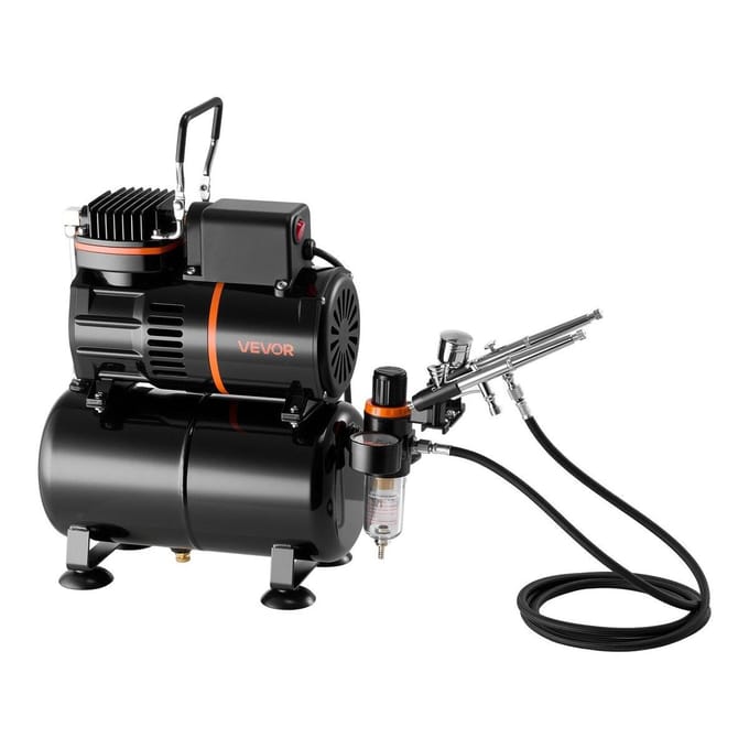 Airbrush Kit Air Brush Kit 1/6 PK Luchtcompressor 3 Airbrushes 3 Spuitmonden Tank