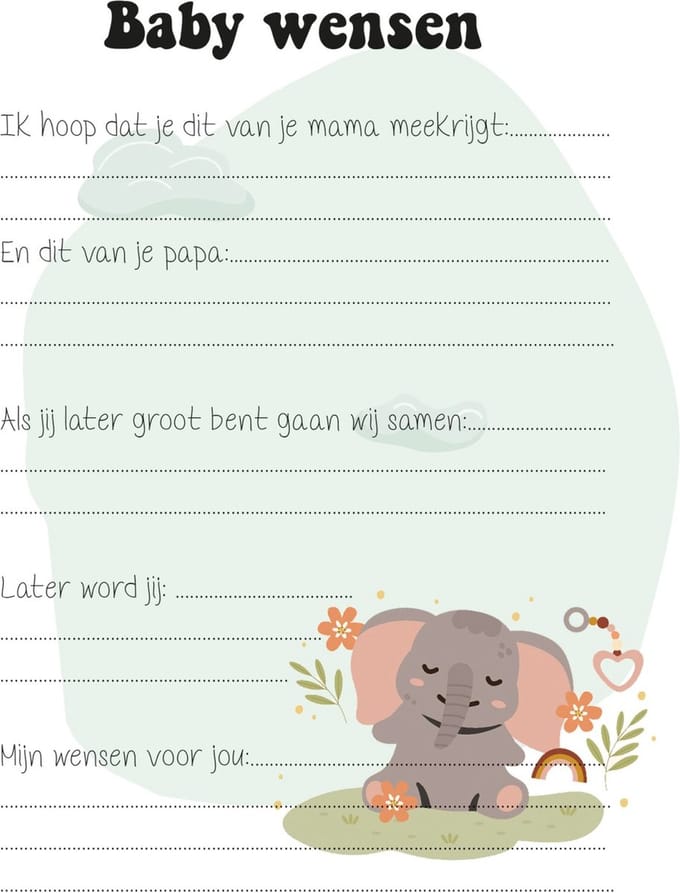 A5 Babyshower kaarten (20 stuks) - Maak Blijvende Herinneringen- Babyshower 15