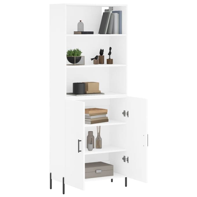 vidaXL - Hoge - kast - 69,5x34x180 - cm - bewerkt - hout - wit