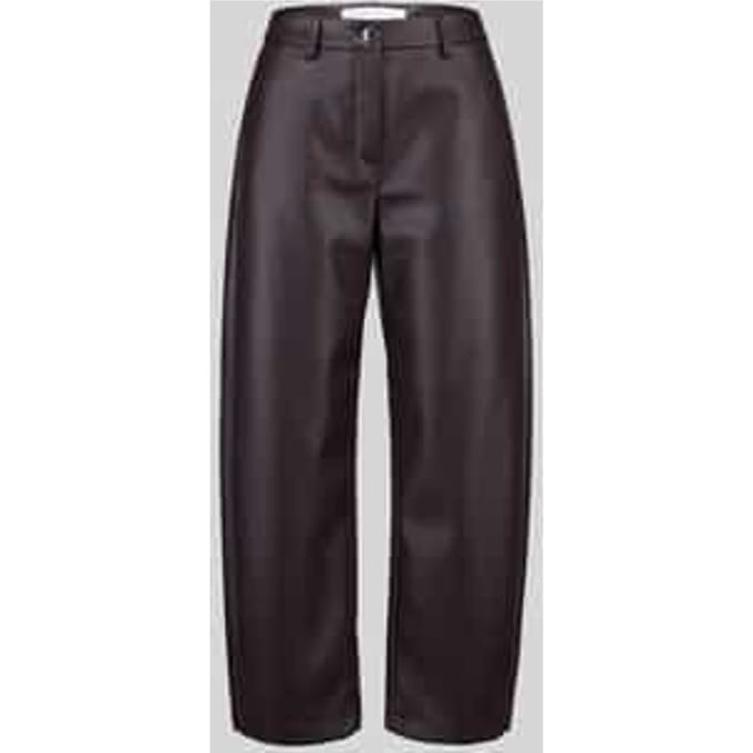 Regular fit leer- / kunstleren broek met labeldetail model 'PHIBI'