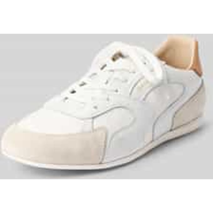 Sneaker van leer met labeldetail model 'Sperly'