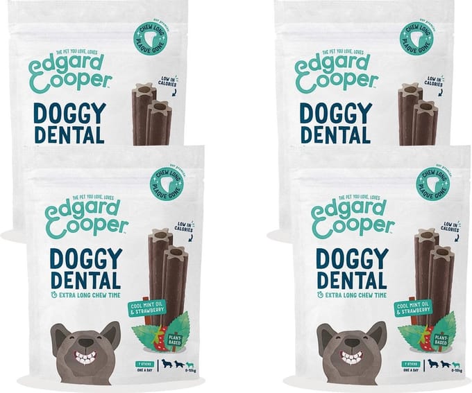 Edgard & Cooper Doggy Dental Aardbei&Munt - Hondensnacks - 4 x S