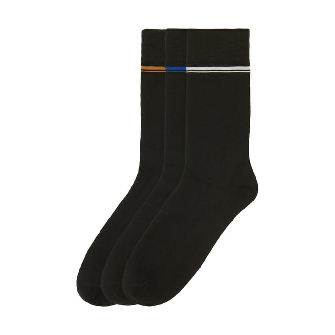 Ben Sherman Heren Gestreepte Bamboosokken (Verpakking van 3) (Zwart)