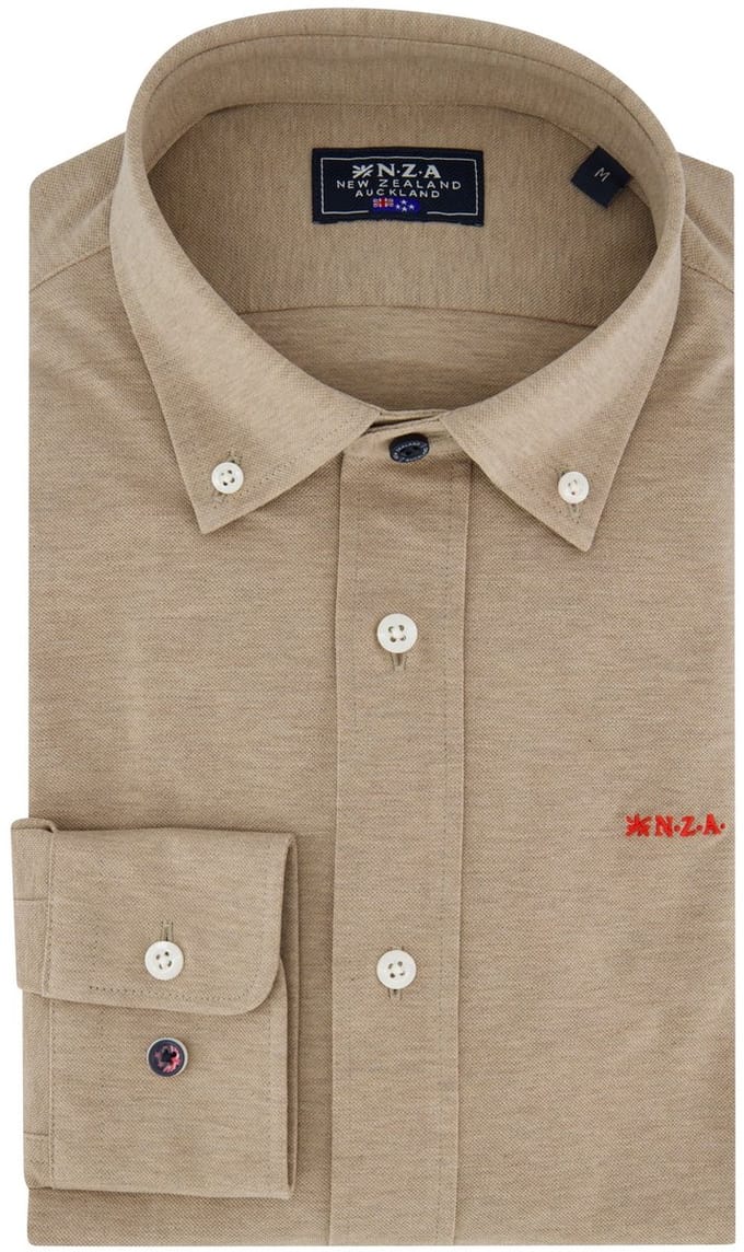 NZA overhemd Riley knitted beige 100% katoen