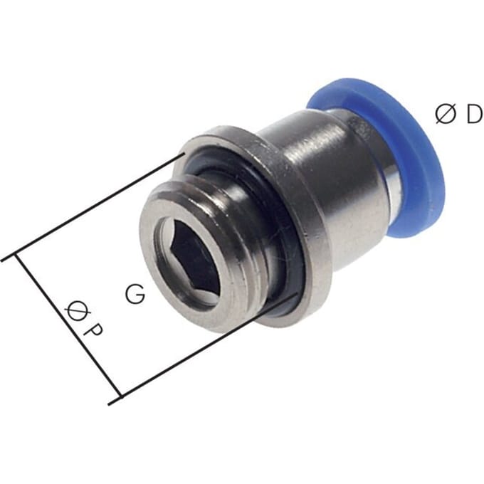 3mm x M 3 Messing/PA 66 Insteekfitting Buitendraad Binnenzeskant NBR [2 Stuks]