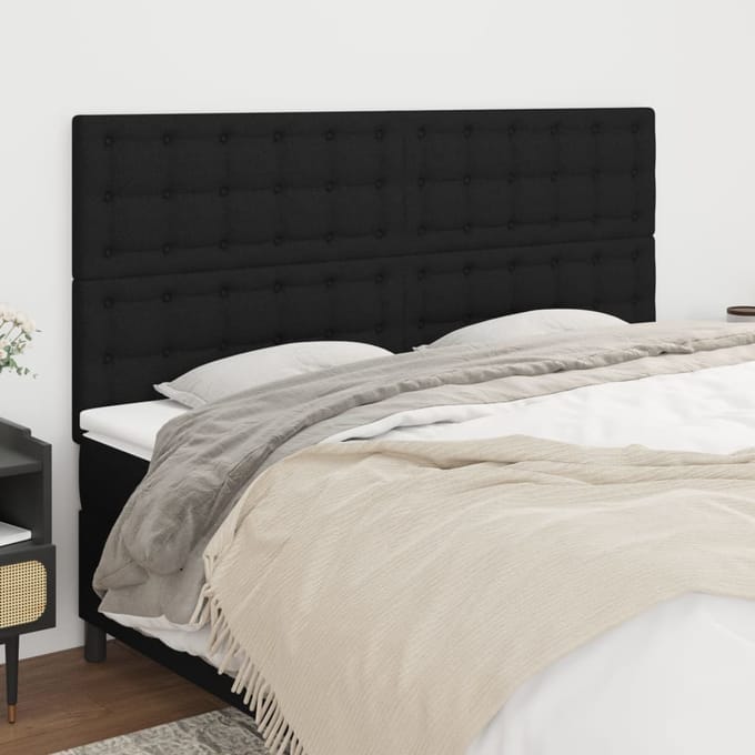 vidaXL - Hoofdbord - zwart - 200x5x118/128 - cm - stof