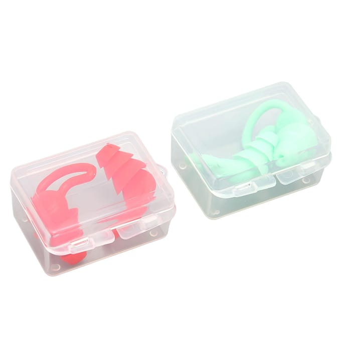 2 Pair Ear Plugs Waterproof Noise Reduction Shark Fin Edges Silicone Reusable Washable for Sleep