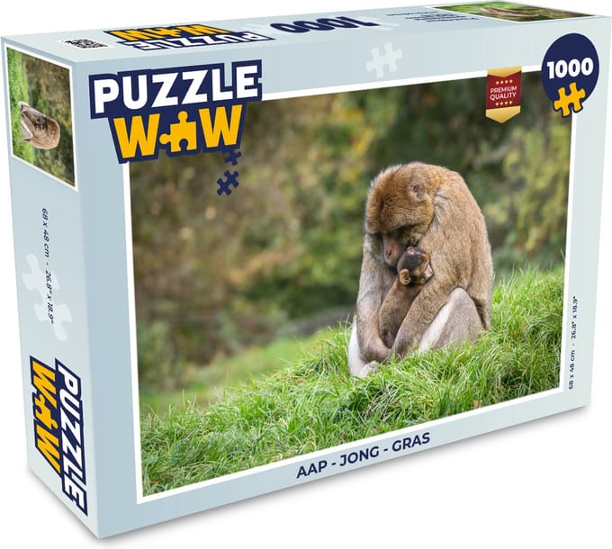 Puzzel Aap - Jong - Gras - Legpuzzel - Puzzel 1000 stukjes volwassenen