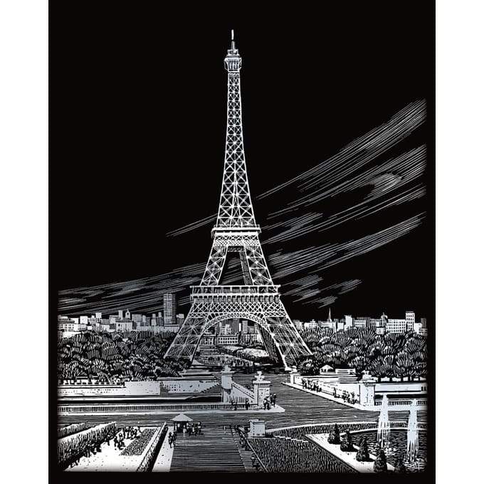 R&L Silver Foil Engraving Art A4 - Eiffel Tower