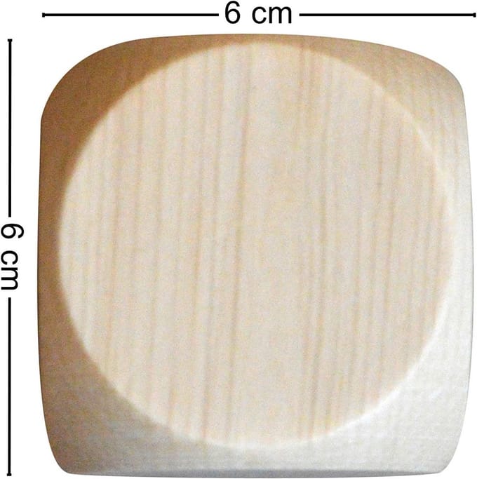 10x Grote Houten Dobbelstenen - Blanco en Ongeverfd - 60 mm