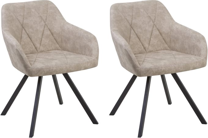 MONEE - Eetkamerstoel - Beige - Polyester