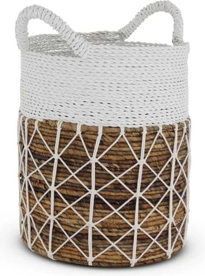 Safaary - Rieten Mand van Zeegras Wit Vlecht Bali-Ø 32 x 40cm