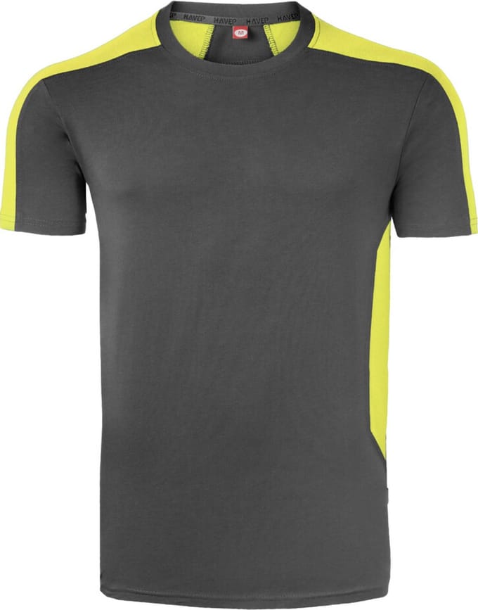 HAVEP T-shirt Bicolor 10072 - Charcoal/Fluo Geel - L