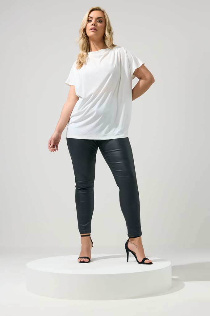 Yours London Witte Top Met Plooien Op De Schouders Size 46