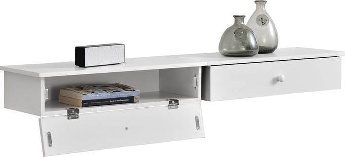 [en.casa] Wandplank met deur 2 stuks set - wit