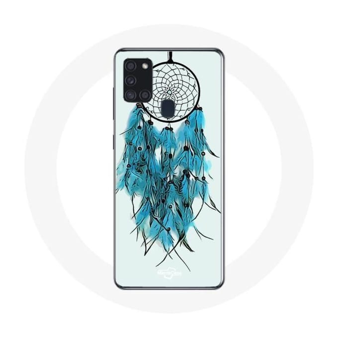 Coque Samsung Galaxy A21S Attrape Rêve Bleu Fond Blanc